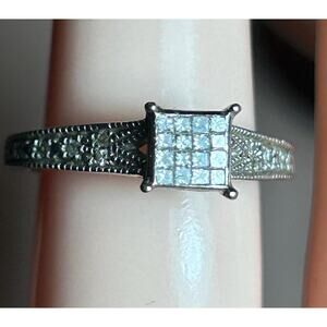 10k solid white gold princess cut diamonds art deco engagement wedding ring 5.25